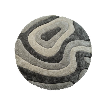 Mateos MS72 Gray Abstract Swirl Shag Rug