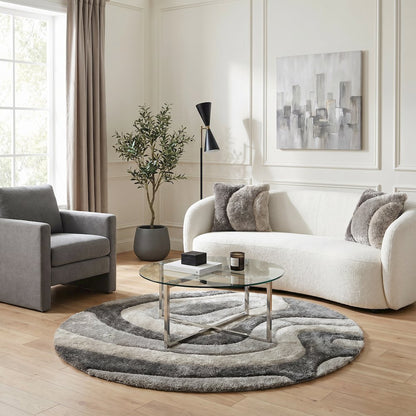 Mateos MS72 Gray Abstract Swirl Shag Rug