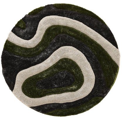 Mateos MS75 Green Beige Abstract Swirl Shag Rug