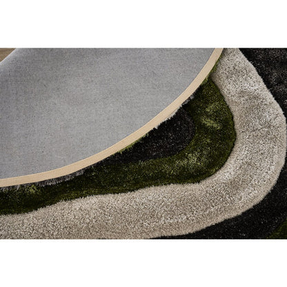 Mateos MS75 Green Beige Abstract Swirl Shag Rug