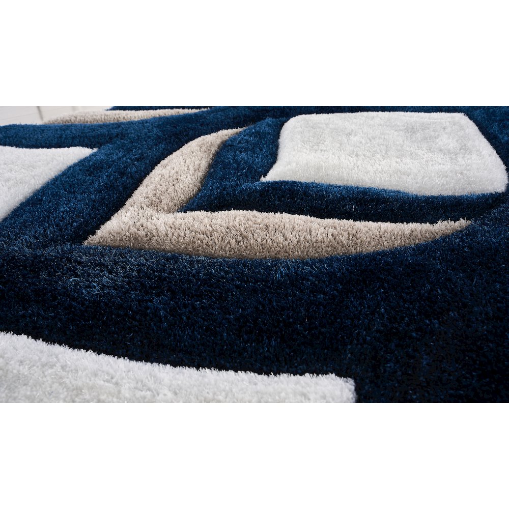 Mateos MS76 Navy Gray & White Geometric Chevron Shag Rug
