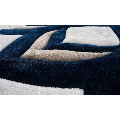 Mateos MS76 Navy Gray & White Geometric Chevron Shag Rug
