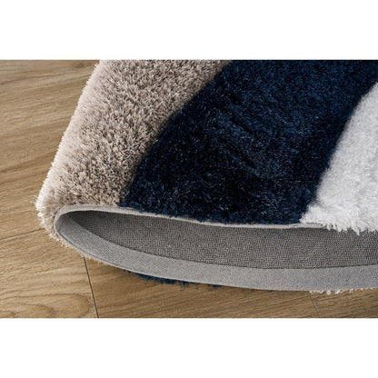 Mateos MS76 Navy Gray & White Geometric Chevron Shag Rug