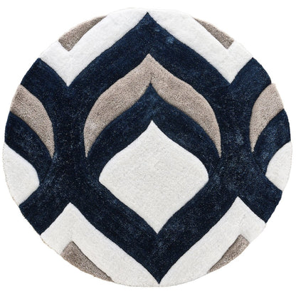 Mateos MS76 Navy Gray & White Geometric Chevron Shag Rug
