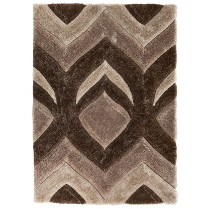 Mateos MS78 Brown & Taupe Geometric Chevron Shag Rug