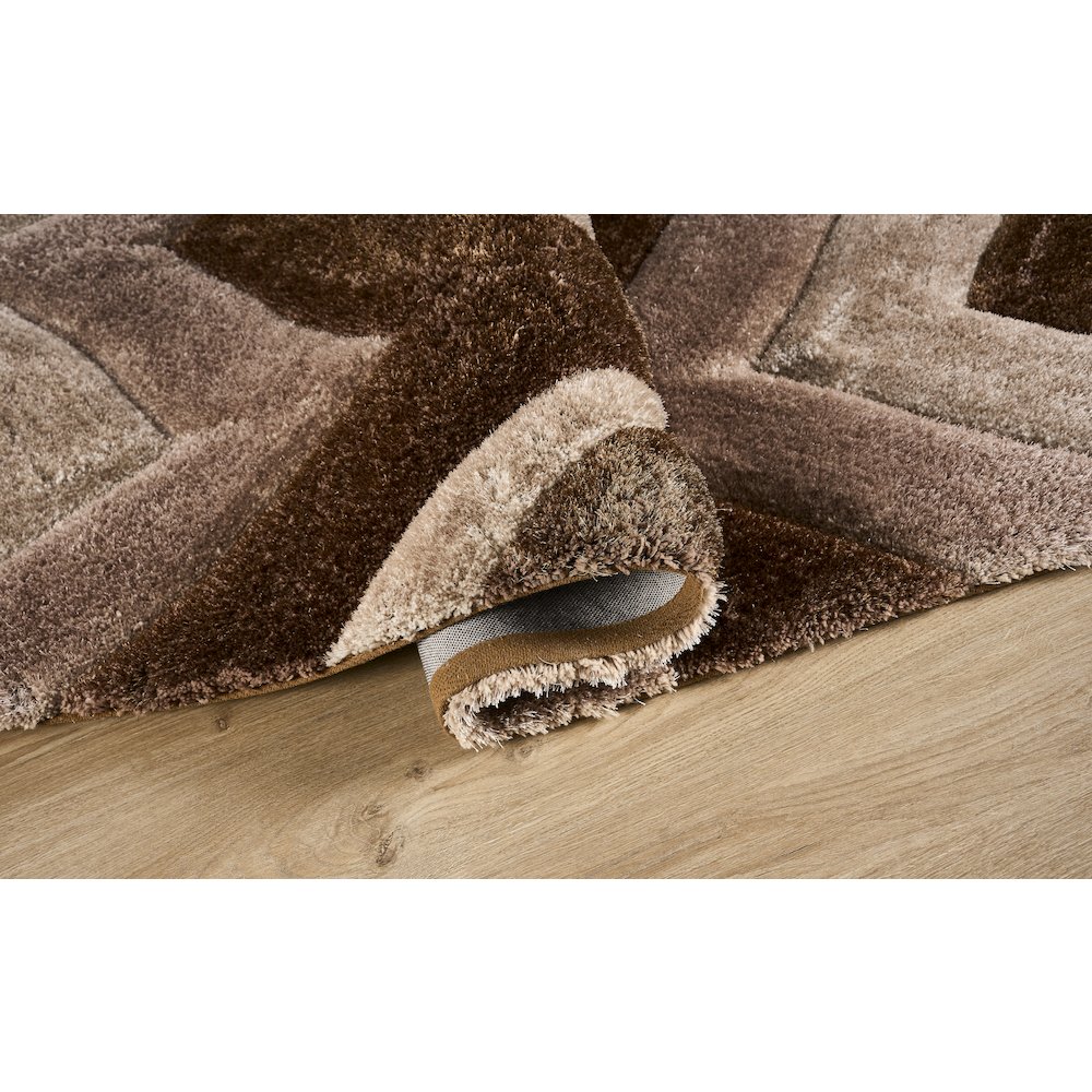 Mateos MS78 Brown & Taupe Geometric Chevron Shag Rug