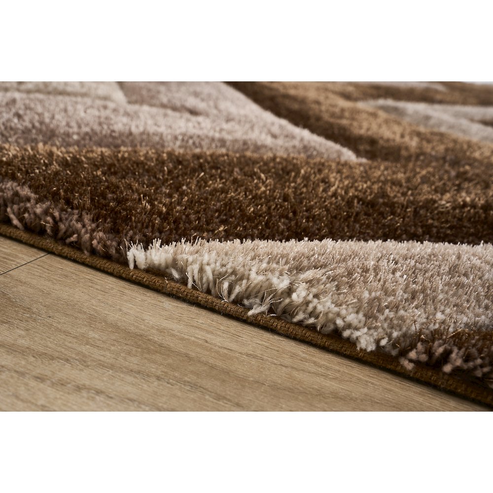 Mateos MS78 Brown & Taupe Geometric Chevron Shag Rug