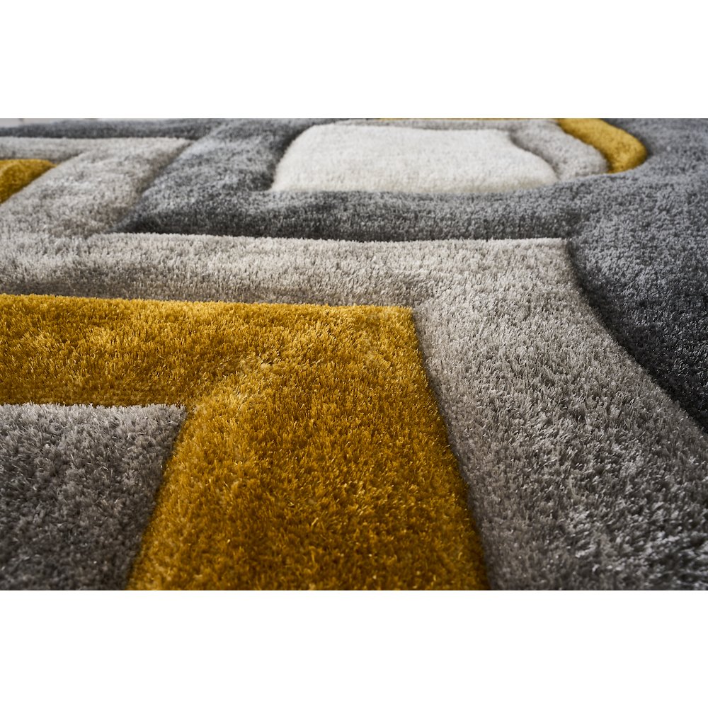 Mateos MS79 Mustard & Gray Geometric Chevron Shag Rug