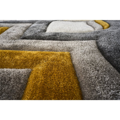 Mateos MS79 Mustard & Gray Geometric Chevron Shag Rug