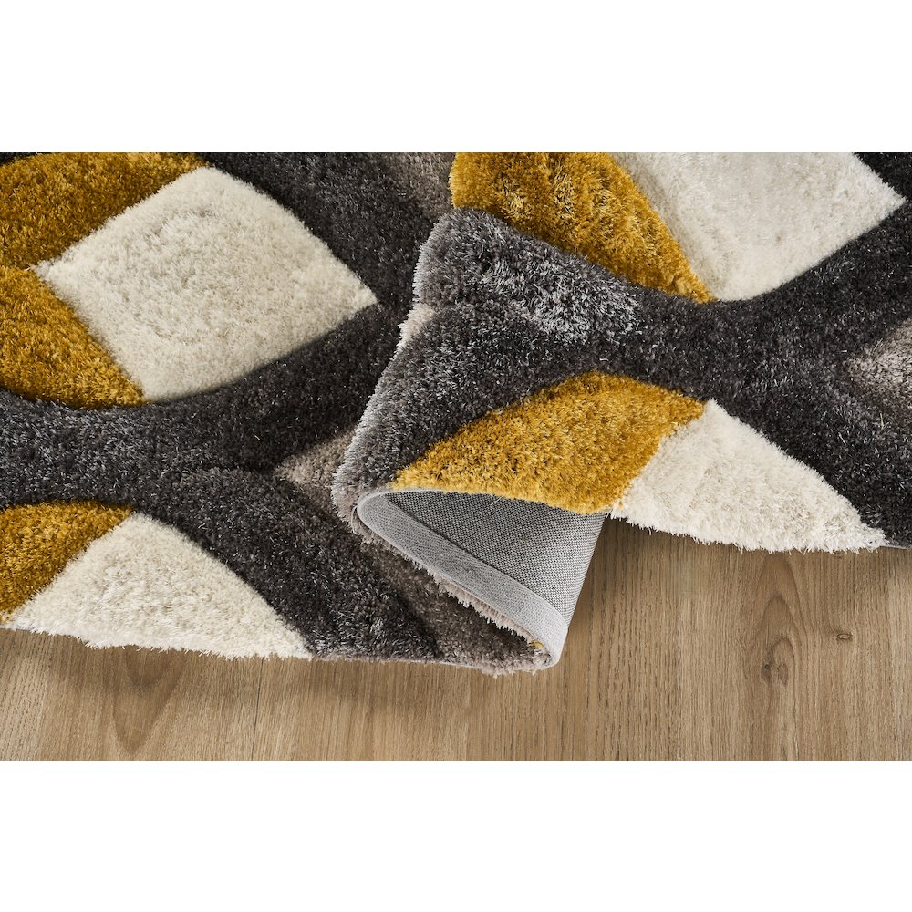 Mateos MS79 Mustard & Gray Geometric Chevron Shag Rug