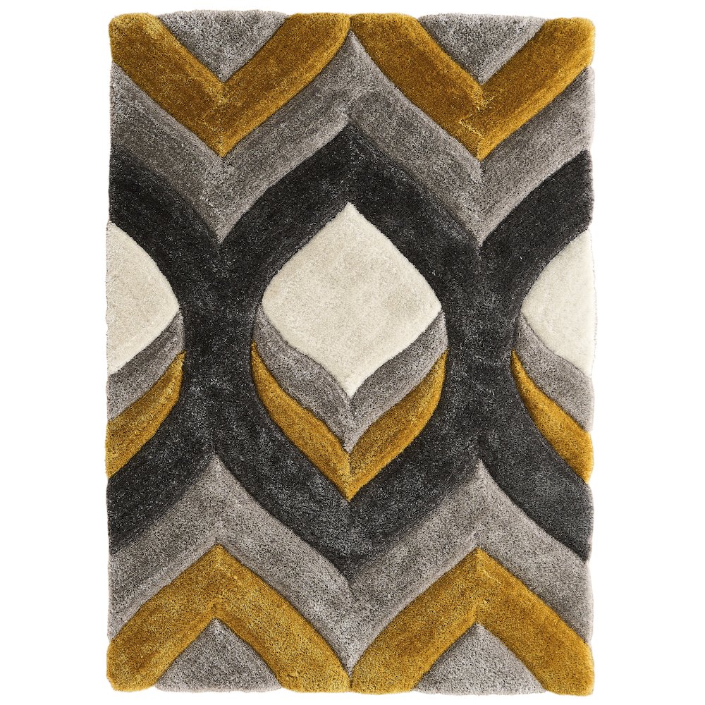 Mateos MS79 Mustard & Gray Geometric Chevron Shag Rug
