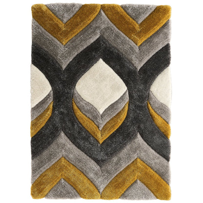 Mateos MS79 Mustard & Gray Geometric Chevron Shag Rug