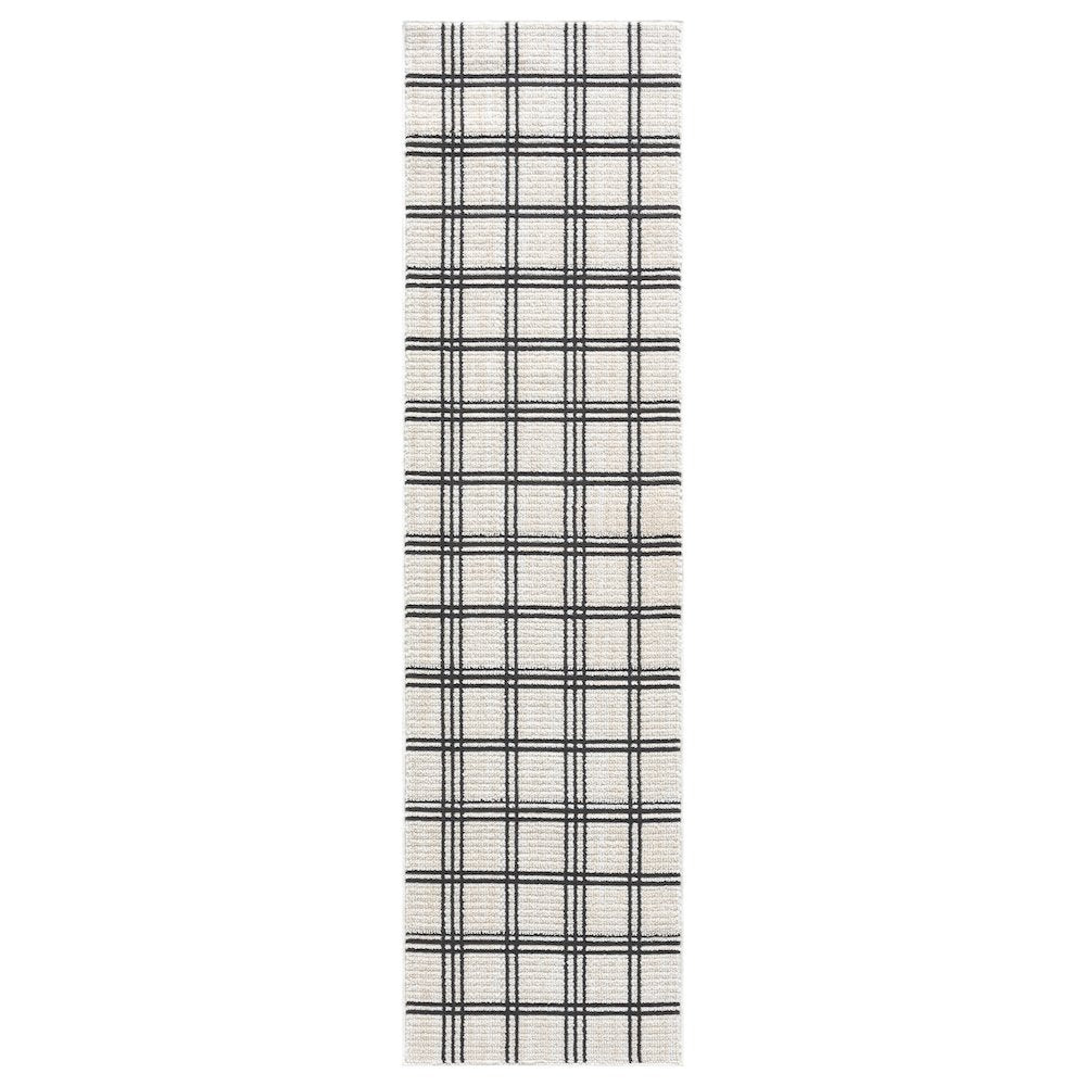 Nomad Collection 01 Beige and Black Plaid Area Rug