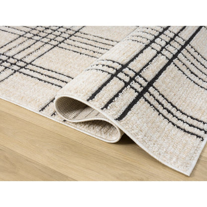 Nomad Collection 01 Beige and Black Plaid Area Rug