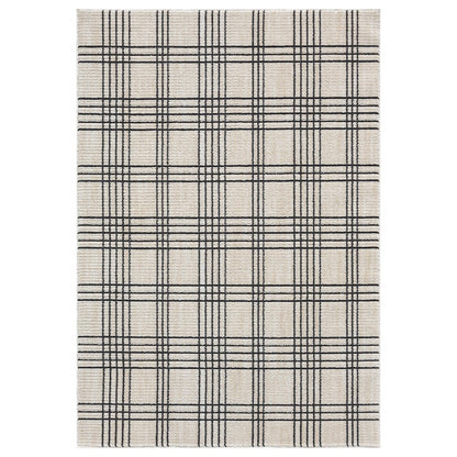 Nomad Collection 01 Beige and Black Plaid Area Rug
