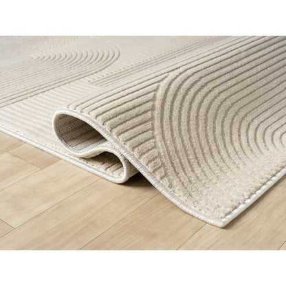 Nuevo 01 Modern Sculpted Arch Geometric Area Rug – Beige