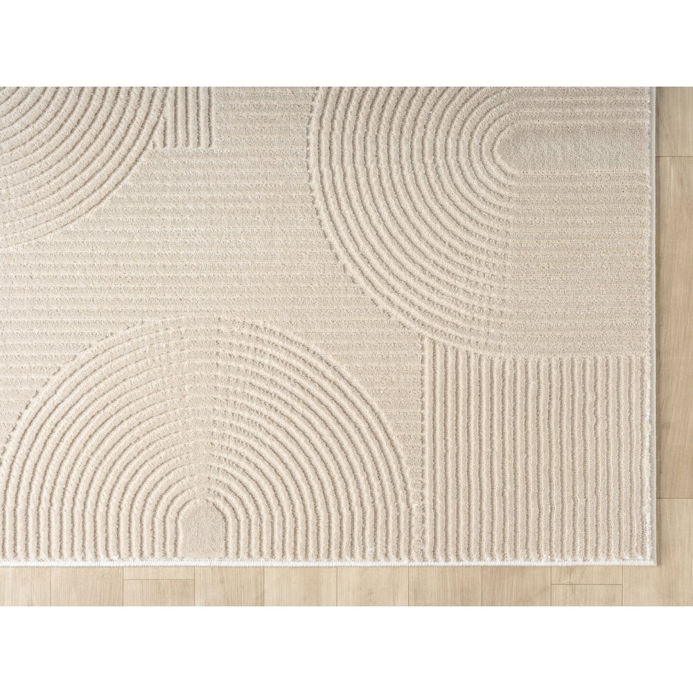 Nuevo 01 Modern Sculpted Arch Geometric Area Rug – Beige