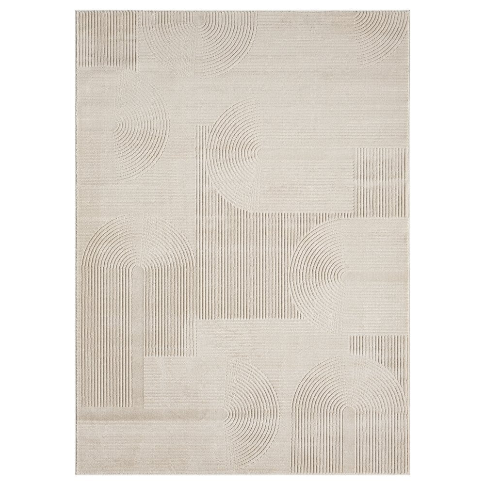 Nuevo 01 Modern Sculpted Arch Geometric Area Rug – Beige