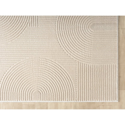 Nuevo 01 Modern Sculpted Arch Geometric Area Rug – Beige