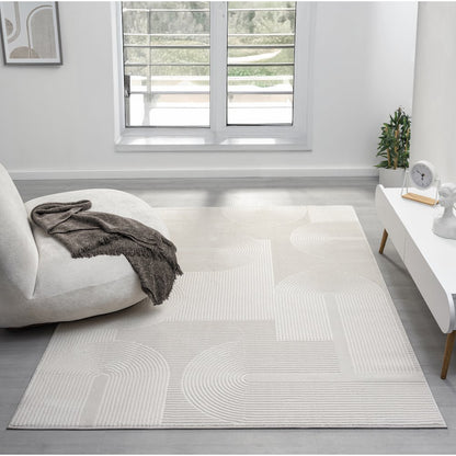 Nuevo 02 Modern Sculpted Arch Geometric Area Rug – Ivory