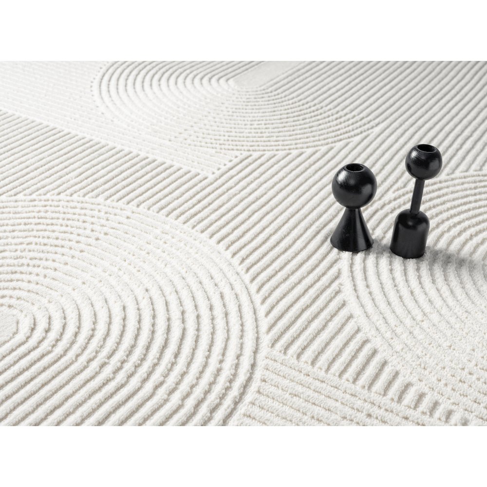 Nuevo 02 Modern Sculpted Arch Geometric Area Rug – Ivory