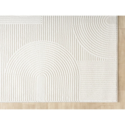 Nuevo 02 Modern Sculpted Arch Geometric Area Rug – Ivory