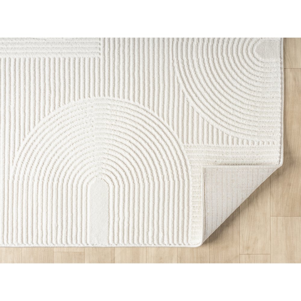 Nuevo 02 Modern Sculpted Arch Geometric Area Rug – Ivory