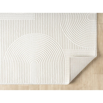 Nuevo 02 Modern Sculpted Arch Geometric Area Rug – Ivory
