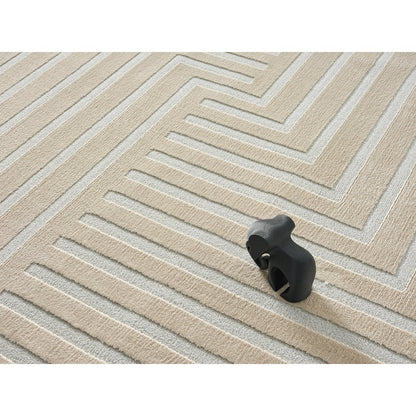 Nuevo 07 Modern Linear Chevron Area Rug – Beige & Gray