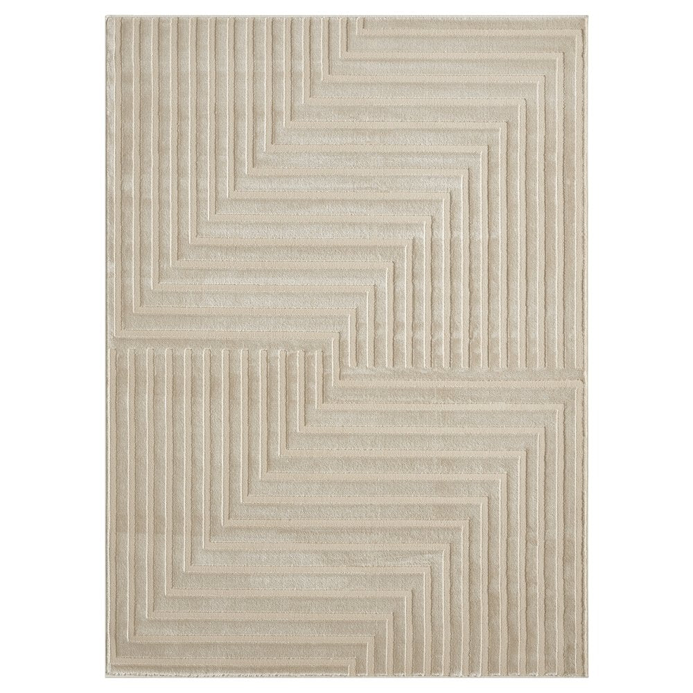 Nuevo 08 Modern Linear Chevron Area Rug – Beige