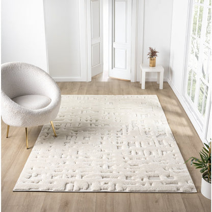 Natural 03 Ivory Sculpted Abstract Area Rug
