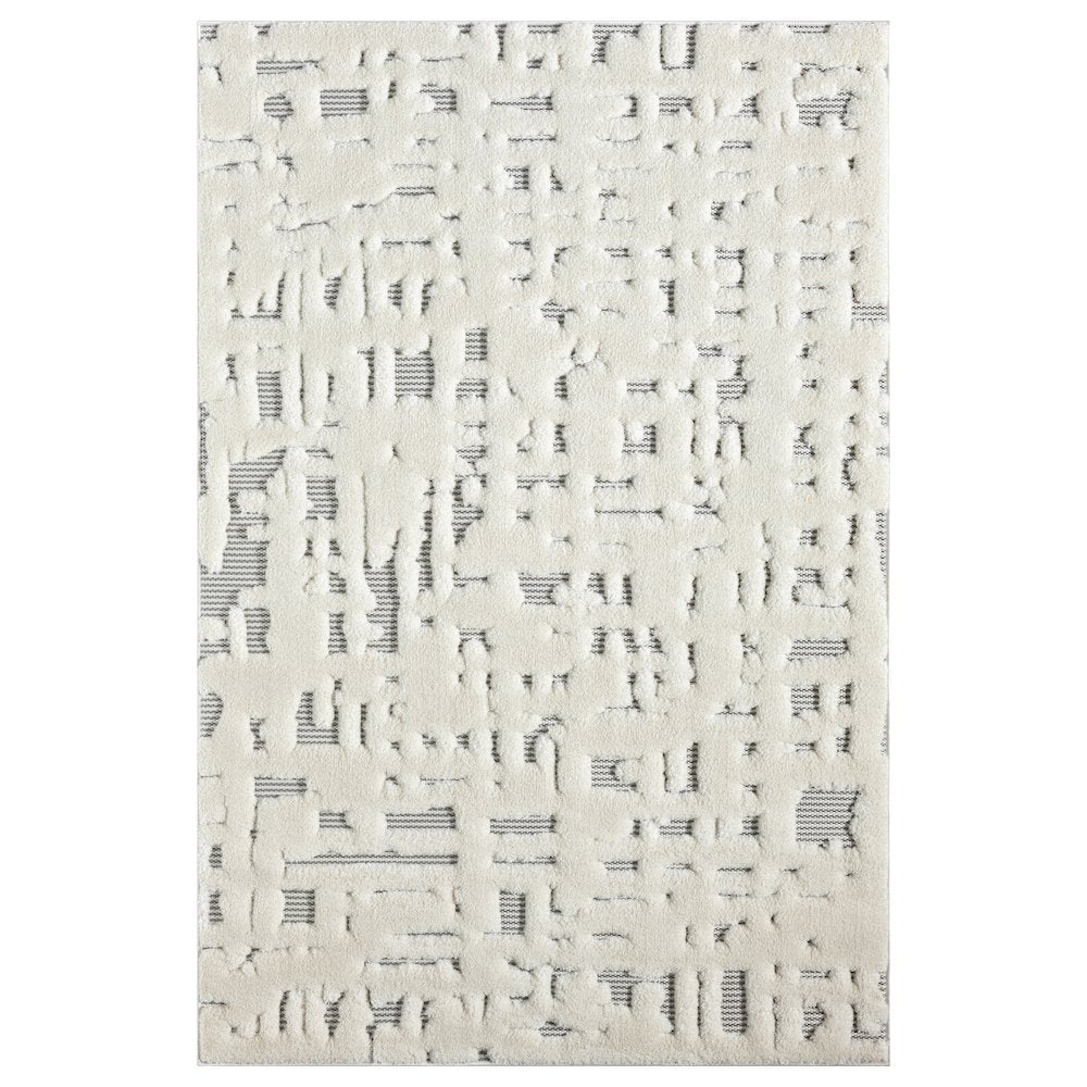 Natural 05 Ivory & Gray Sculpted Abstract Area Rug