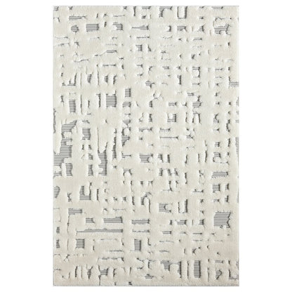 Natural 05 Ivory & Gray Sculpted Abstract Area Rug