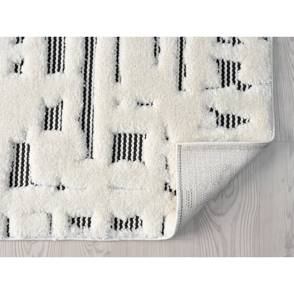 Natural 06 Ivory & Black Sculpted Abstract Area Rug