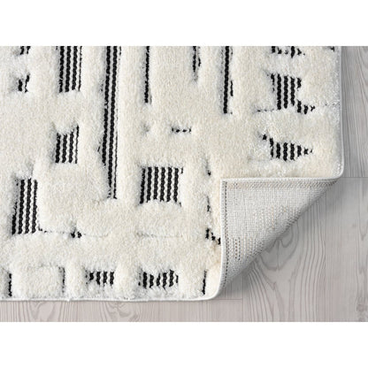 Natural 06 Ivory & Black Sculpted Abstract Area Rug