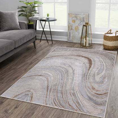 Nevada NV02 Modern Marble Swirl Area Rug