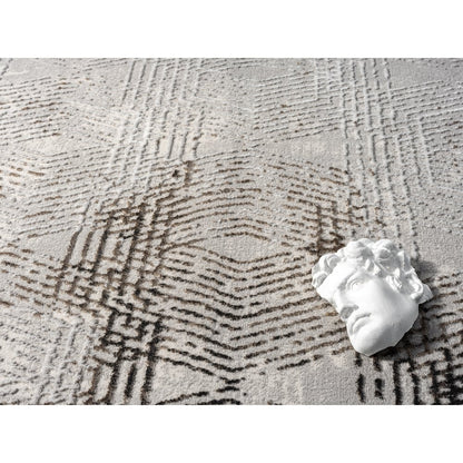 Obsession OB02 Ivory & Gray Geometric Lattice Area Rug