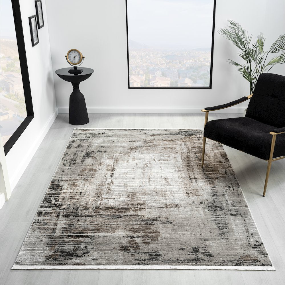 Obsession OB02 Ivory & Gray Geometric Lattice Area Rug