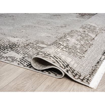 Obsession OB02 Ivory & Gray Geometric Lattice Area Rug
