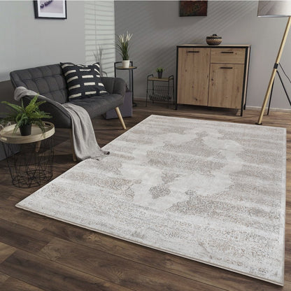 Omari Collection 03 Distressed Vintage Medallion Area Rug - Beige Tone