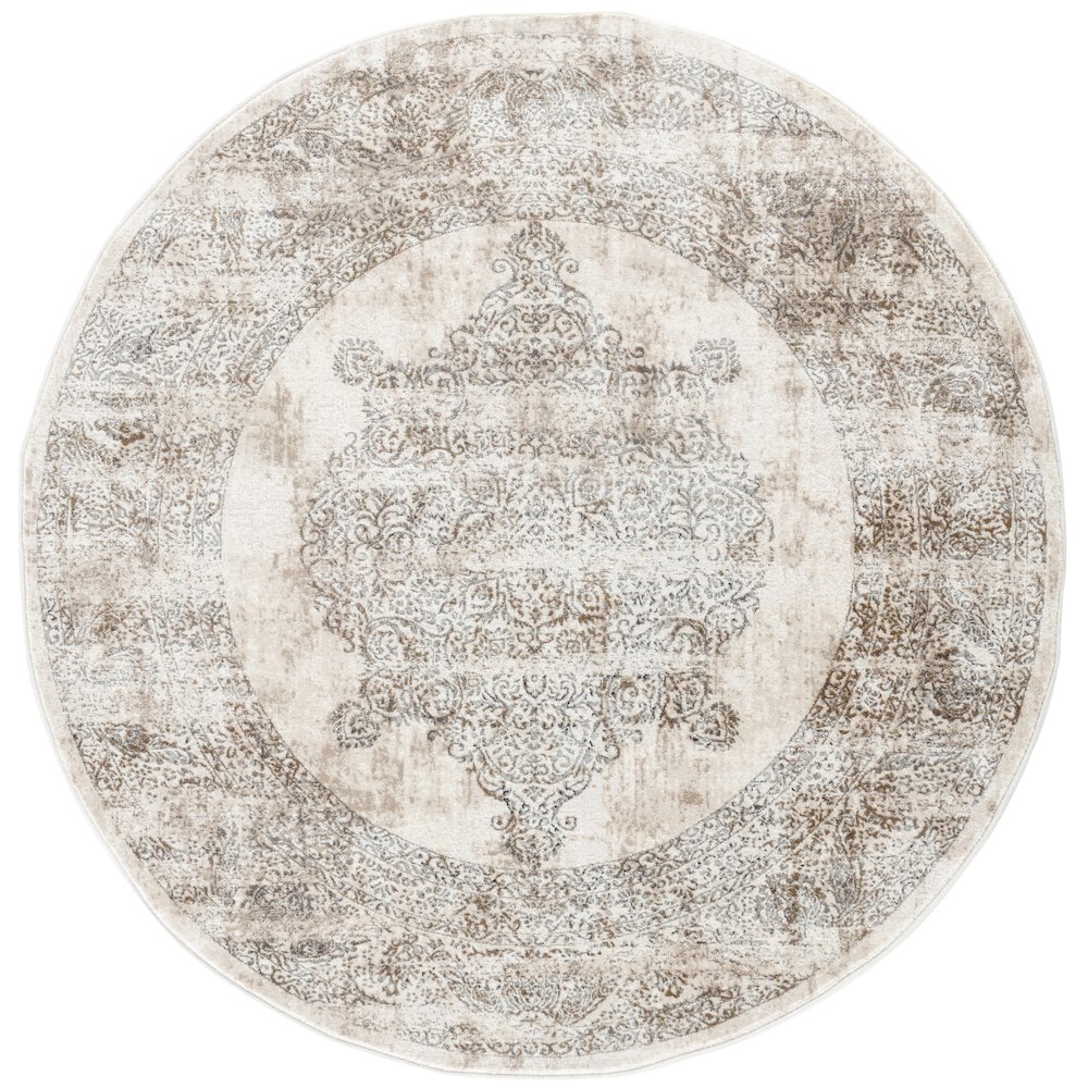 Omari Collection 03 Distressed Vintage Medallion Area Rug - Beige Tone
