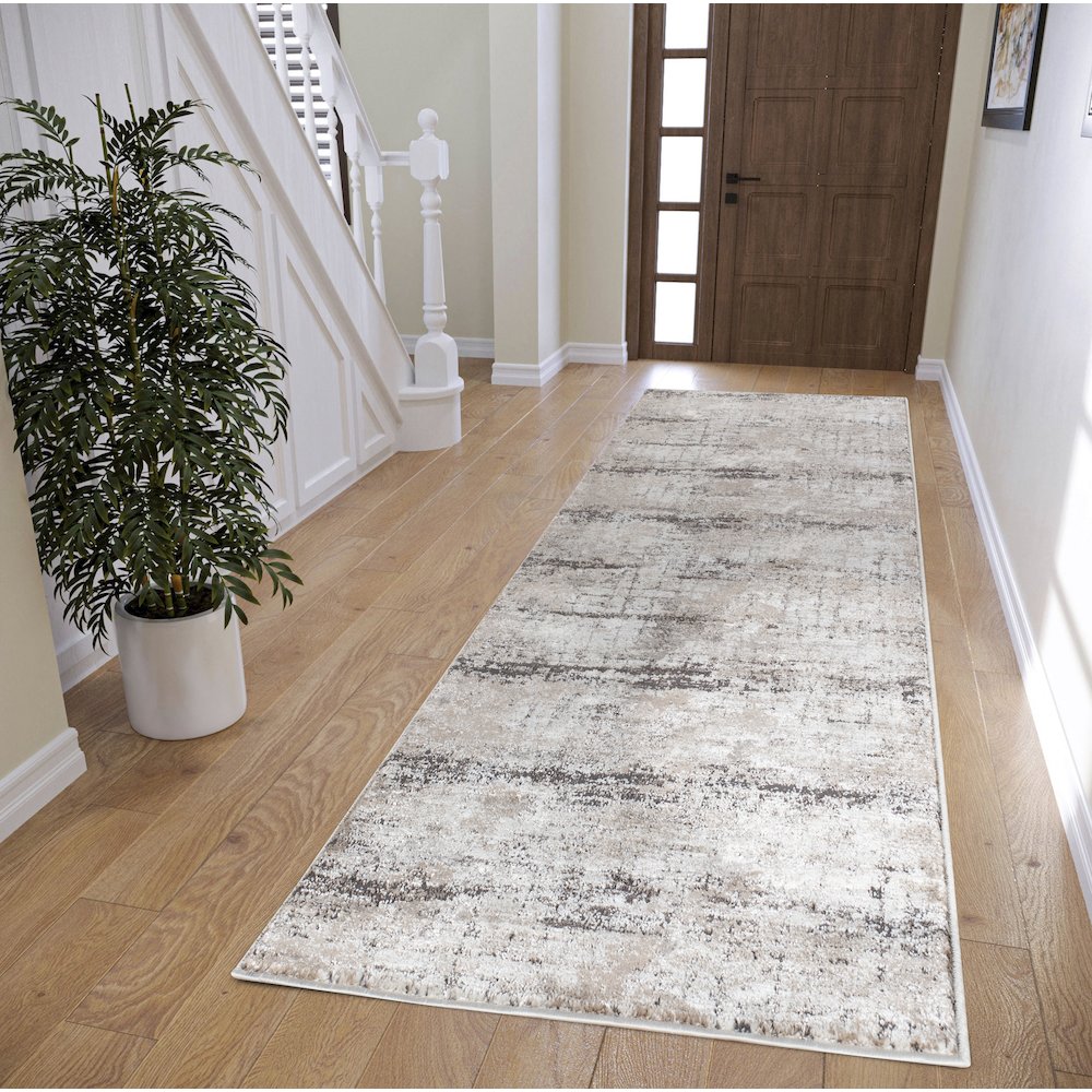 Omari Collection 05 Modern Abstract Grid Area Rug - Earth Tone