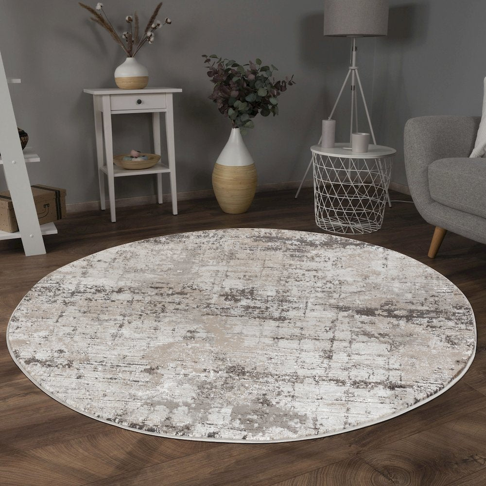 Omari Collection 05 Modern Abstract Grid Area Rug - Earth Tone