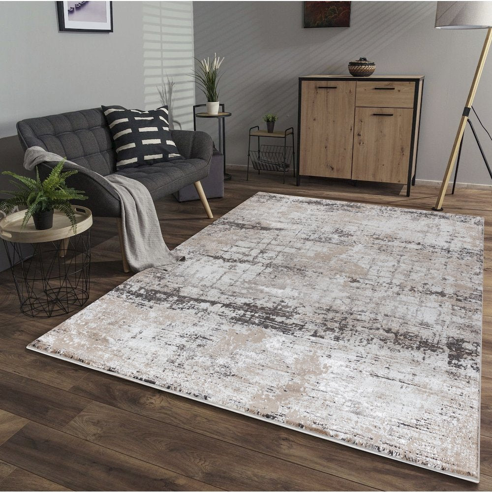 Omari Collection 05 Modern Abstract Grid Area Rug - Earth Tone