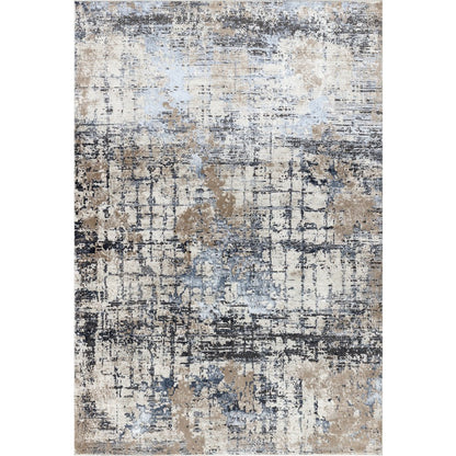 Omari Collection 06 Modern Abstract Grid Area Rug - Ocean Tone