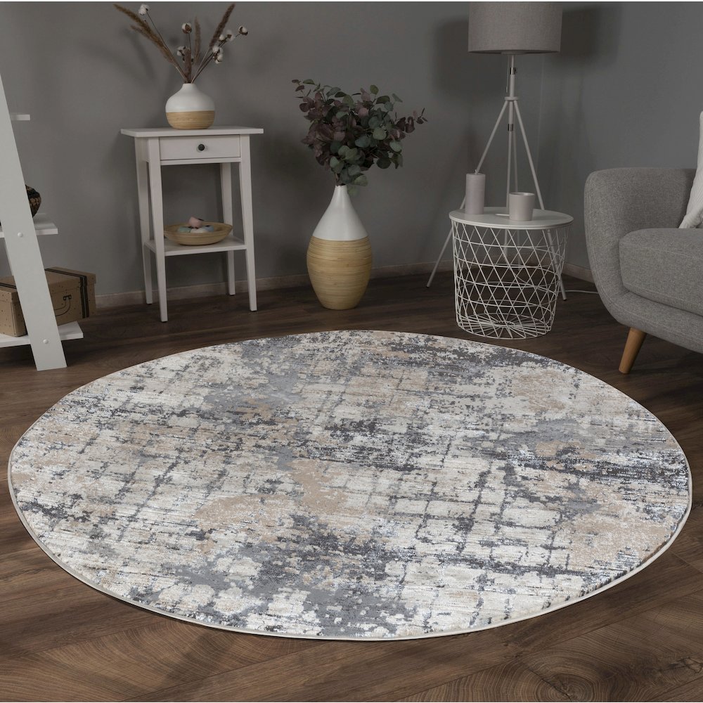 Omari Collection 06 Modern Abstract Grid Area Rug - Ocean Tone