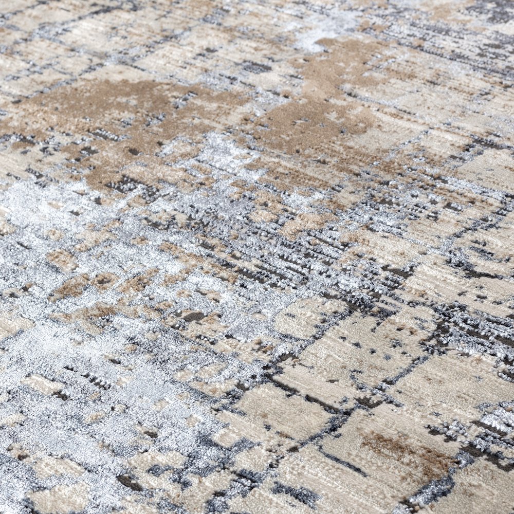 Omari Collection 06 Modern Abstract Grid Area Rug - Ocean Tone