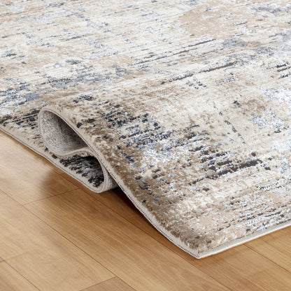 Omari Collection 06 Modern Abstract Grid Area Rug - Ocean Tone