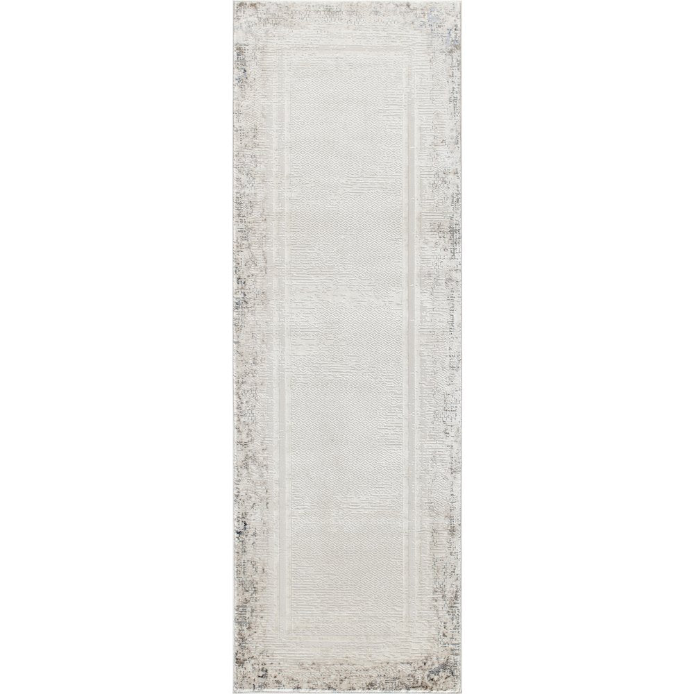 Omari Collection 08 Eroded Minimal Border Texture Area Rug