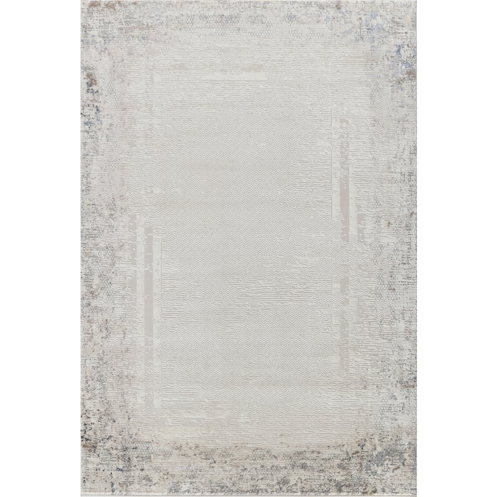 Omari Collection 08 Eroded Minimal Border Texture Area Rug